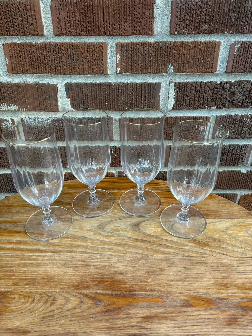 MIKASA Set of 4 Sonata Gold Crystal Iced Tea Water Glasses Discontinued 7 1/4
